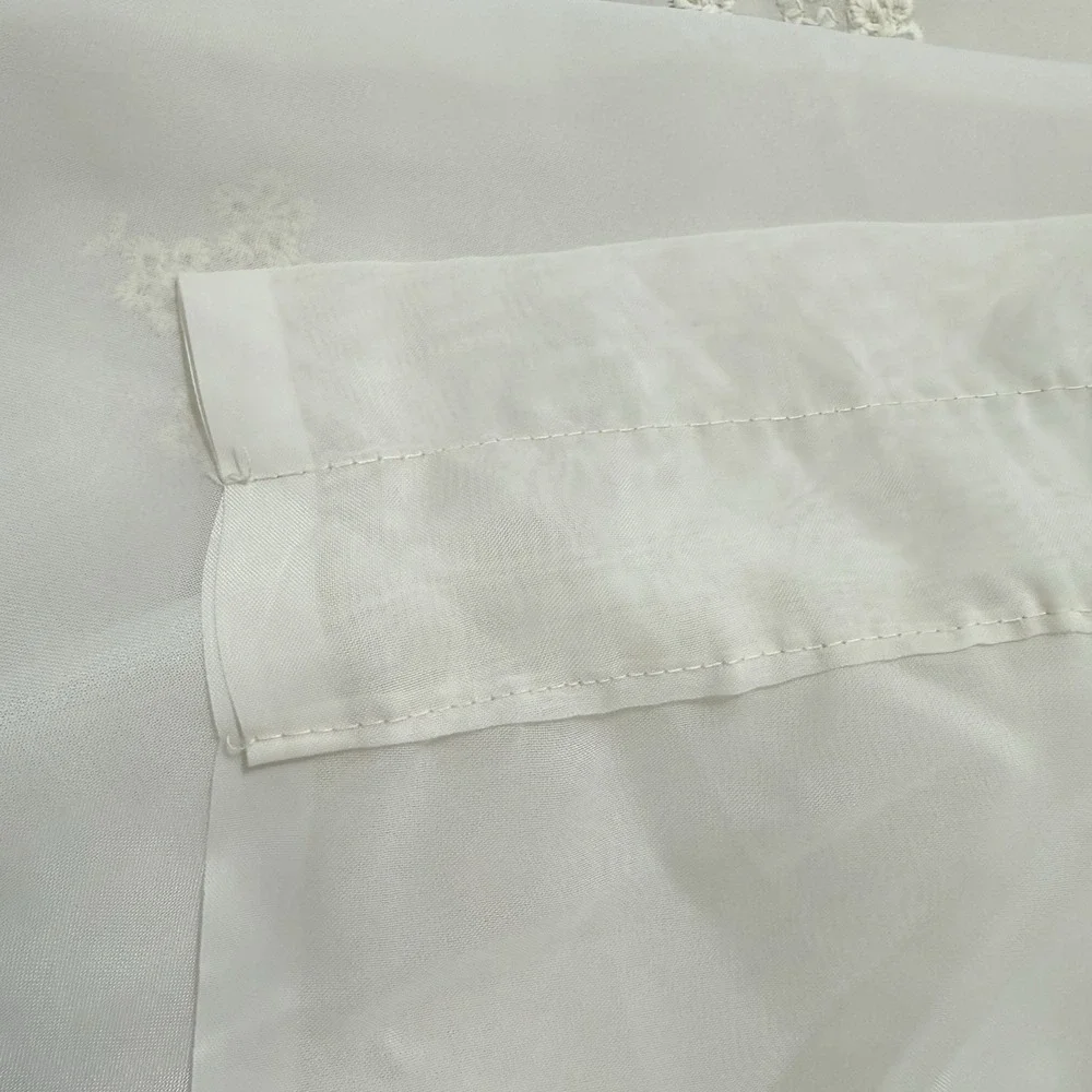 Set Of‎ 2 Cream Sheer Curtain Panels 56 x 83 Embroidered Floral Rod Pocket